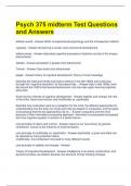 Psych 375 midterm Test Questions and Answers 