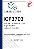 IOP3703 Assignment 2 (DETAILED ANSWERS) Semester 1 2024 (671625) - DISTINCTION GUARANTEED