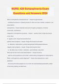 NURS. 420 Schizophrenia Exam Questions and Answers 2024