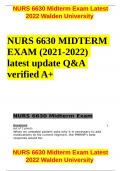 NURS 6630 MIDTERM EXAM (2021-2022) latest update Q&A verified A+ NURS 6630 Midterm Exam
