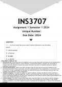 INS3707 Assignment 1 (ANSWERS) Semester 1 2024 - DISTINCTION GUARANTEED