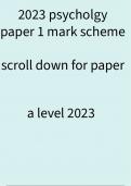  A level AQA 2023 Psychology Paper 1 Mark Scheme