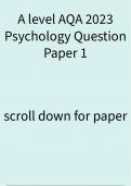 A level AQA 2023 Psychology Question Paper 1 and Mark Scheme