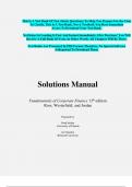 Solutions Manual For Fundamentals of Corporate Finance, 13th Edition by Ross, Westerfield, and Jordan, Verified Chapters 1 - 27 | ANSWERS VERIFIED BY EXPERTS
