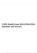 COPE Health Exam 2024 (UPDATED) Questions and Answers.