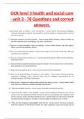 OCR level 3 health and social care - unit 3 - 78 Questions and correct answers.