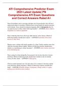 ATI Comprehensive Predictor Exam  2023 Latest Update| PN Comprehensive ATI Exam Questions  and Correct Answers Rated A+