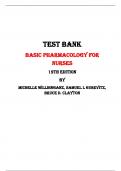 Test Bank For Basic Pharmacology for Nurses  19th Edition By Michelle Willihnganz, Samuel L Gurevitz, Bruce D. Clayton |All Chapters,  2024|