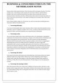 BUSINESS & CONSUMER ETHICS IN THE NETHERLANDS NOTES