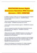 SOUTHCOM Human Rights  Awareness Questions With Correct Answers | 100% VERIFIED