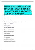 FOUNDATIONS OF NURSING SPR2024 - EXAM 1 REVIEW 100% VERIFIED ANSWERS  ALREADY PASSED JERSEY COLLEGE OF NURSING