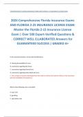 Florida Insurance License Exams With over 1000 Verified Questions and Answers, 2-15 and 2- 25 graded A 