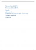 Edexcel Level 3 GCE Tuesday 6 June 2023 Arabic Advanced PAPER 2: Translation into Arabic and Written response  to works