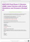 NUR 635 FINAL EXAM 2 (VERSION A AND B) LATEST VERSIONS WITH ACTUAL QUESTIONS AND ANSWERS |2024(NEWEST)  GRADED A+
