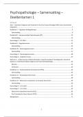 DEELTENTAMEN 1: College Aantekeningen en Samenvattingen - Psychopathologie (202100181) - Klinische Psychologie (ISBN: 978-90-01-88147-4)