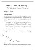 Pearson Edexcel AS/ A Level Unit 2 The UK Economy - Performance and Policies Full Detailed Notes