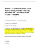 FLORIDA 2-15 INSURANCE LICENSE EXAM (ACTUAL EXAM) LATEST 2024 WITH 300 QUESTIONS AND ANSWERS I ALREADY GRADED A+ 100% PASS 