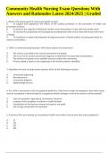 Community Health Nursing Exam Questions With Answers and Rationales Latest 2024/2025 | Graded