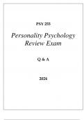 PSY 255 PERSONALITY PSYCPSY 255 PERSONALITY PSYCHOLOGY REVIEW EXAM Q & A 2024HOLOGY REVIEW EXAM Q & A 2024