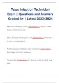 Texas Irrigation Technician Exam | Questions and Answers Graded A+ | Latest 2023/2024