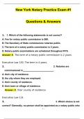 New York Notary 2023 Practice Exam #1 Update 2024 with 100% correct answersPDF