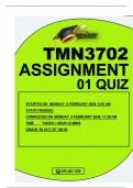 TMN3702 ASSIGNMENT 01 -QUIZ 2024 100 WELL ANSWERED MCQ