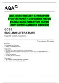 AQA GCES ENGLISH LITERATURE 8702/1M PAPER 1M MODERN PROSE DRAMA EXAM QUESTION PAPER (AUTHENTIC MARKING SCHEME)