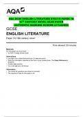AQA GCSE ENGLISH LITERATURE 8702/1N PAPER 1N 19TH CENTURY NOVEL EXAM PAPER  (AUTHENTIC MARKING SCHEME ATTACHED) GCSE