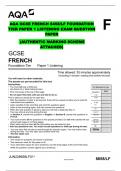 AQA GCSE FRENCH 8458/LF FOUNDATION TIER PAPER 1 LISTENING EXAM QUESTION PAPER  (AUTHENTIC MARKING SCHEME ATTACHED) GCSE
