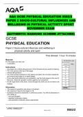 AQA GCSE PHYSICAL EDUCATION 8582/2 PAPER 2 SOCIO-CULTURAL INFLUENCES AND WELLBEING IN PHYSICAL ACTIVITY SPORT NOVEMBER EXAM  (AUTHENTIC MARKING SCHEME ATTACHED)