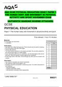 AQA GCSE PHYSICAL EDUCATION 8582 PAPER 1& 2 EXAM SAMPLES (AUTHENTIC MARKING SCHEME ATTACHED)
