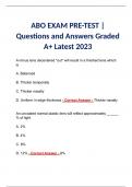 ABO EXAM PRE-TEST | Questions and Answers Graded A+ Latest 2023