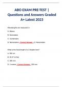 ABO EXAM PRE-TEST | Questions and Answers Graded A+ Latest 2023