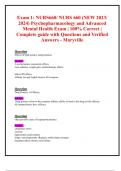 Exam 1: NURS660/ NURS 660 (NEW 2023/ 2024) Psychopharmacology and Advanced  Mental Health Exam | 100% Correct | Complete guide with Questions and Verified Answers - Maryville 