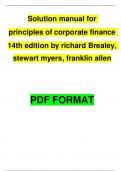 Solution Manual for Principles of Corporate Finance 14th Edition by Richard Brealey, Stewart Myers, Franklin Allen and Alex Edmans, Complete Chapter 1 - 34 | Newest Version