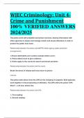 BEST ANSWERS WJEC Criminology: Unit 4- Crime and Punishment 100% VERIFIED ANSWERS  2024/2025