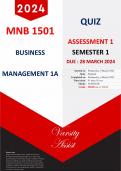 MNB1501-"2024" - ASSESSMENT 1(Due 28 March 2024) SEMESTER 1 - 100%