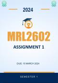 MRL2602 SEMESTER 1 ASSIGNMENT 1 2024