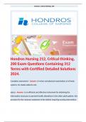 Hondros Nursing 212, Critical thinking, 200 Exam Questions Containing 312 Terms with Certified Detailed Solutions 2024.