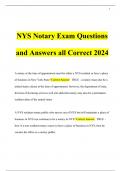 NYS Notary Exam Questions and Answers all Correct 2024