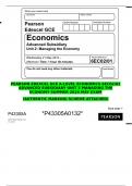 PEARSON EDEXCEL GCE A-LEVEL ECONOMICS 6EC02/01 ADVANCED SUBSIDIARY UNIT 2 MANAGING THE ECONOMY SUMMER 2024 MAY EXAM  (AUTHENTIC MARKING SCHEME ATTACHED)