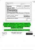 PEARSON EDEXCEL GCE A-LEVEL CHEMISTRY 6CH02/01 ADVANCED SUBSIDIARY UNIT 2 APPLICATION OF CORE PRINCIPLES OF CHEMISTRY PAPERR 1 SUMMER 2024 EXAM  (AUTHENTIC MARKING SCHEME ATTACHED)