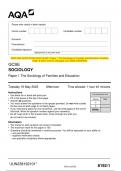 2023 AQA GCSE SOCIOLOGY 8192/1 Paper 1 The Sociology of Families and Education Question  Paper & Mark scheme (Merged) June 2023 [VERIFIED] GCSE SOCIOLOGY