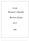 NU 641 WOMEN'S HEALTH REVIEW EXAM Q & A 2024 HERZING