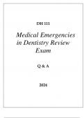 DH 111 MEDICAL EMERGENCIES IN DENTISTRY REVIEW EXAM Q & A 2024 HERZING.