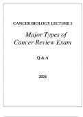 CANCER BIOLOGY LECTURE I MAJOR TYPES OF CANCER REVIEW EXAM Q & A 2024