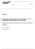  A-LEVEL ENGLISH LITERATURE A PAPER 2B – 7712-2B – SPECIMEN MARK SCHEME.