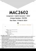 MAC2602 Assignment 1 (ANSWERS) Semester 1 2024 (703790)- DISTINCTION GUARANTEED