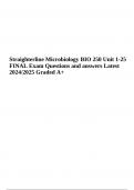 Straighterline Microbiology BIO 250 Unit 1-25 FINAL Exam Questions and answers Latest 2024/2025 Graded A+ | 100% Correct.