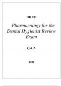 DH 290 PHARMACOLOGY FOR THE DENTAL HYGIENIST REVIEW EXAM Q & A 2024